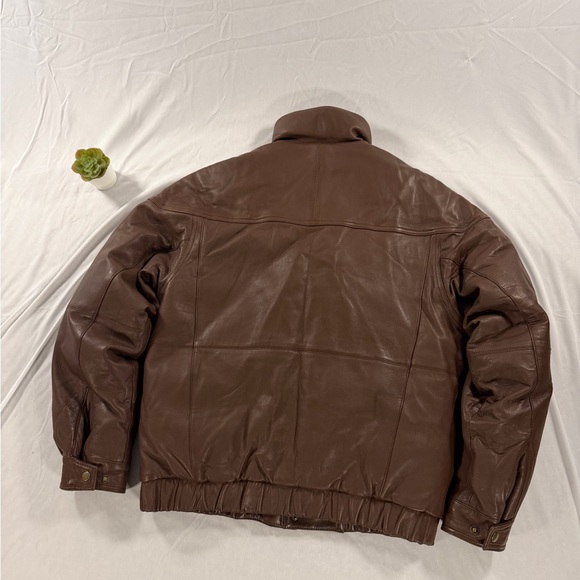 Vintage Eddie Bauer Leather Bomber Puffer Jacket Coat Size S Genuine - Picture 2 of 9
